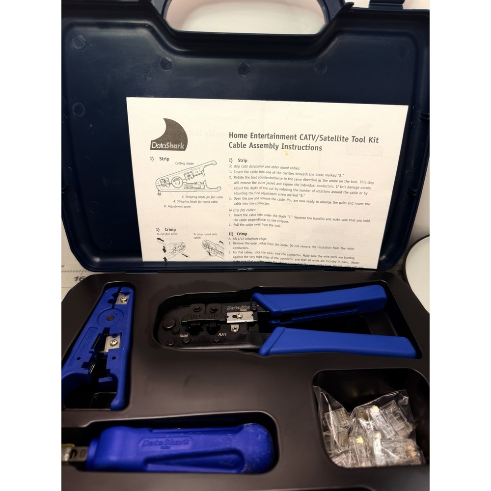DataShark PA70007 Network Tool Kit Case Stripper Crimper RJ45 Cat5e